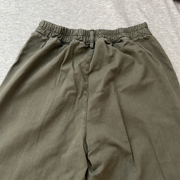 Olive Green Elasticized Wide Leg Trouser Pants - Picture 8 of 17